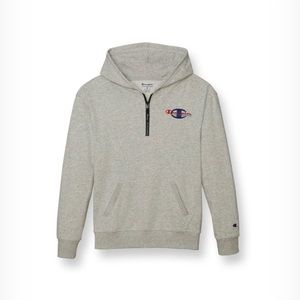 NEW: Men’s Large CHAMPION Retro French Terry Quarter Zip Hoodie, Heather